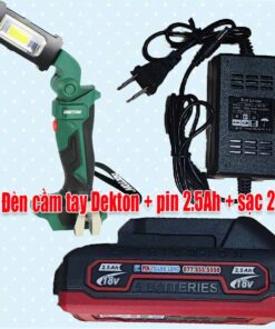 Đèn cầm tay Dekton + pin 2.5Ah + sạc 2A