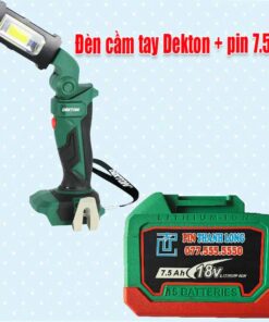 Đèn cầm tay Dekton + pin 7.5Ah