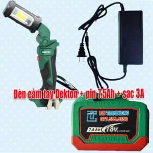 Đèn cầm tay dùng pin + pin 7.5Ah + Sạc 3A