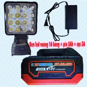 Đèn led 16 bóng để bàn + pin 5Ah + sạc 3A