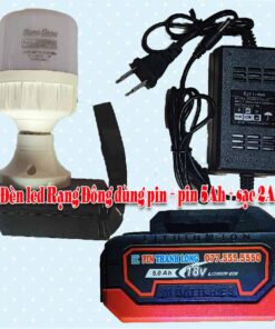 Đèn led Rạng Đông dùng pin + pin 5Ah + sạc 2A