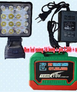 Đèn led dùng pin phổ thông + pin 7.5Ah + sạc 2A