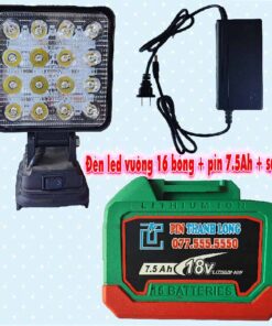 Đèn led dùng pin phổ thông + pin 7.5Ah + sạc 3A