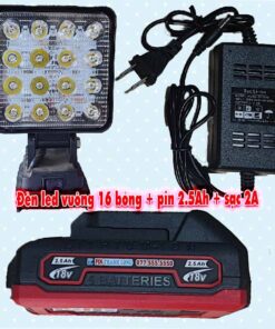 Đèn led siêu sáng 16 bóng + pin 2.5Ah + sạc 2A