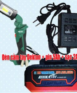 Đèn pin Dekton dùng pin + pin 5Ah + sạc 2A
