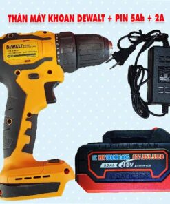Thân máy khoan DEWALT 2 chức năng + Pin 5Ah + Sạc 2A