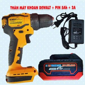 Thân máy khoan DEWALT 2 chức năng + Pin 5Ah + Sạc 2A