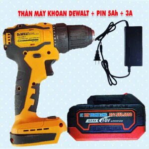 Thân máy khoan DEWALT 2 chức năng + Pin 5Ah + Sạc 3A