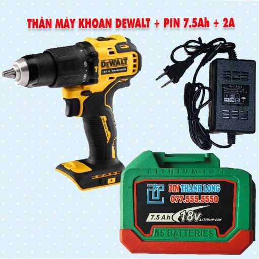 Thân máy khoan DEWALT 3 chức năng + Pin 7.5Ah + 2A