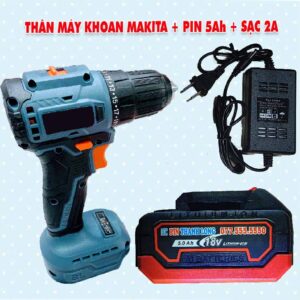 Thân máy khoan Makita 2 chức năng + Pin 5Ah + Sạc 2A