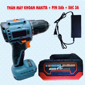 Thân máy khoan Makita 2 chức năng + Pin 5Ah + Sạc 3A