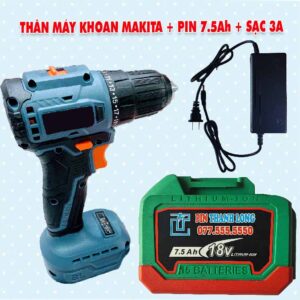 Thân máy khoan Makita 2 chức năng + Pin 7.5Ah + Sạc 3A