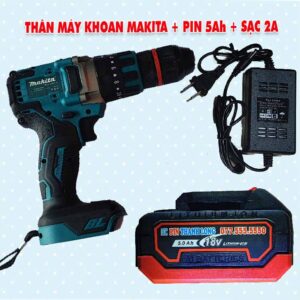 Thân máy khoan Makita 3 chức năng + Pin 5Ah + Sạc 2A