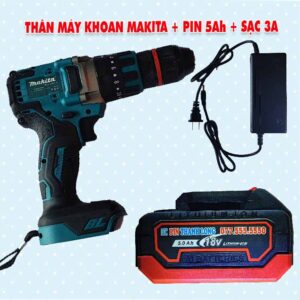 Thân máy khoan Makita 3 chức năng + Pin 5Ah + Sạc 3A