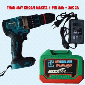 Thân máy khoan Makita 3 chức năng + Pin 7.5Ah + Sạc 2A