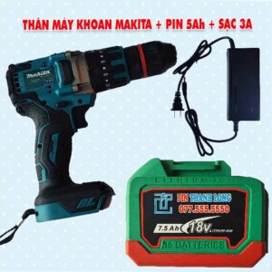 Thân máy khoan Makita 3 chức năng + Pin 7.5Ah + Sạc 3A