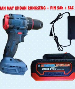 Thân máy khoan RONGSENG 2 chức năng + Pin 5Ah + sạc 3A