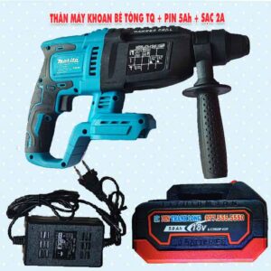 Thân máy khoan bê tông Trung Quốc + Pin 5.0Ah + Sạc 2A