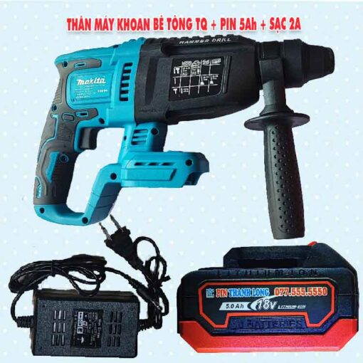 Thân máy khoan bê tông Trung Quốc + Pin 5.0Ah + Sạc 2A
