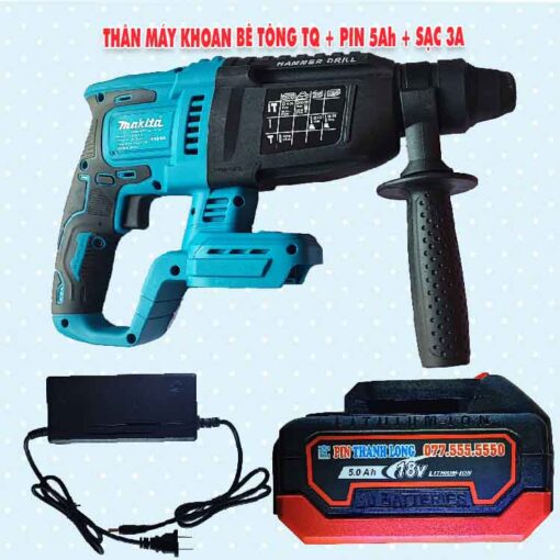 Thân máy khoan bê tông Trung Quốc + Pin 5.0Ah + Sạc 3A