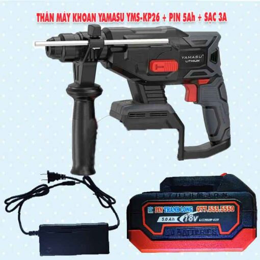 Thân máy khoan bê tông Yamasu YMS-KP26 + Pin 5Ah + Sạc 3A