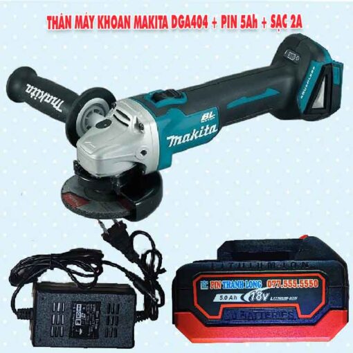 Thân máy mài Makita DGA404 + Pin 5.0Ah + Sạc 2A