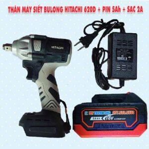 Thân máy siết bulong HITACHI 620D + Pin 5Ah + Sạc 2A