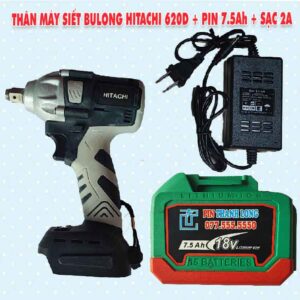 Thân máy siết bulong HITACHI 620D + Pin 7.5Ah + Sạc 2A