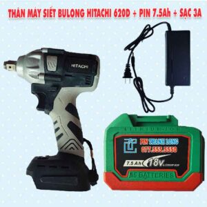 Thân máy siết bulong HITACHI 620D + Pin 7.5Ah + Sạc 3A