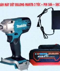 Thân máy siết bulong Makita 2 tốc + Pin 5Ah + Sạc 3A