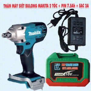 Thân máy siết bulong Makita 2 tốc + Pin 7.5Ah + Sạc 2A