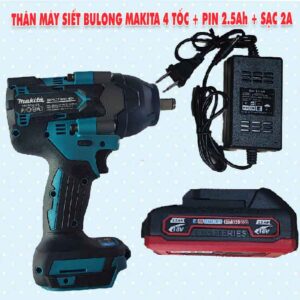 Thân máy siết bulong Makita 4 tốc + Pin 2.5Ah + Sạc 2A