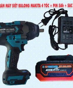 Thân máy siết bulong Makita 4 tốc + Pin 5Ah + Sạc 2A