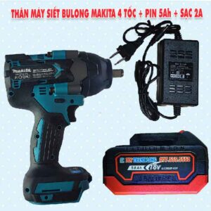 Thân máy siết bulong Makita 4 tốc + Pin 5Ah + Sạc 2A