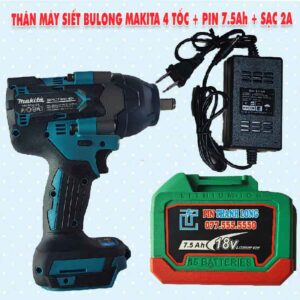 Thân máy siết bulong Makita 4 tốc + Pin 7.5Ah + Sạc 2A