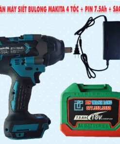 Thân máy siết bulong Makita 4 tốc + Pin 7.5Ah + Sạc 3A
