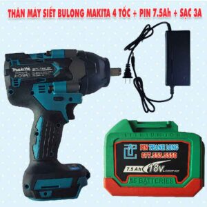 Thân máy siết bulong Makita 4 tốc + Pin 7.5Ah + Sạc 3A